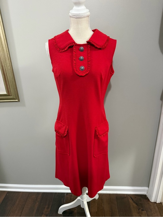 Nanette Lepore Dresses & Skirts - Nanette Lepore Red Sleeveless Ruffle-Trim Dress
